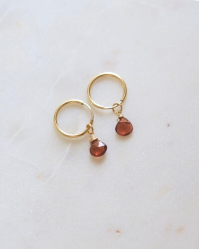 Garnet Infinity Hoops - 14K Gold Filled