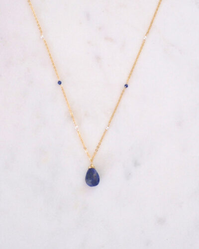 Lapis Lazuli Bohemian Necklace (16 inch / 40cm) - 14K Gold Filled
