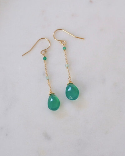 Green Onyx Mix Drop Earrings - 14K Gold Filled