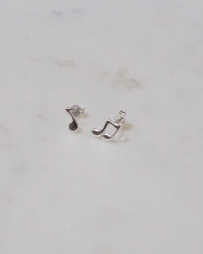 Music Note Silver Earrings - Sterling Silver