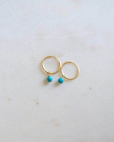 Petite Turquoise Infinity Hoops - 14K Gold Filled