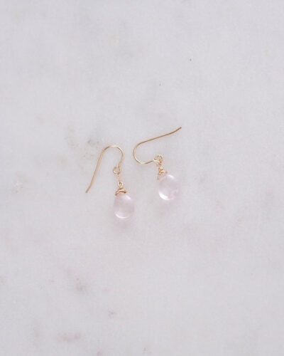 Rose Quartz Drop Earrings - 14K Gold Filled