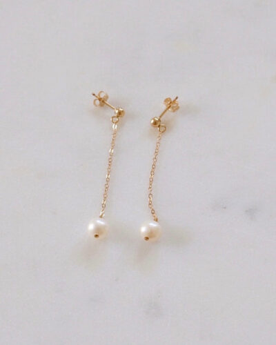 Pearl Drop Stud Earrings - 14K Gold Filled