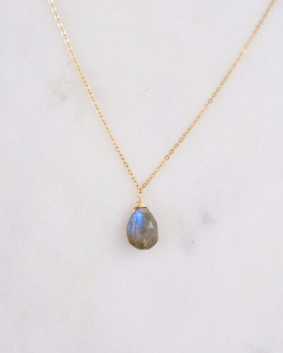 Labradorite Simple Drop Necklace - 14K Gold Filled