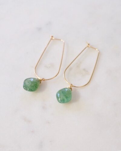Green Strawberry Quartz U Hoops - 14K Gold Filled