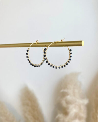 Black Onyx Hoop Earrings (20mm) - 14K Gold Filled