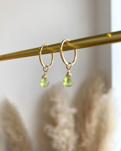 Peridot Mini Infinity Hoops - 14K Gold Filled