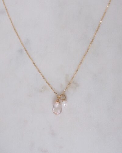 Rose Pearl Necklace - 14K Gold Filled