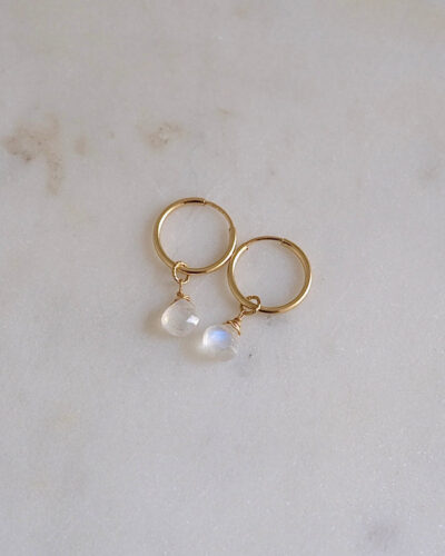 Royal Blue Moonstone Infinity Hoops - 14K Gold Filled