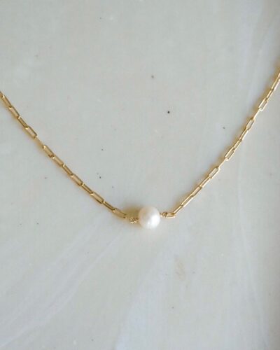 Rolo Pearl Necklace - 18K Gold Filled