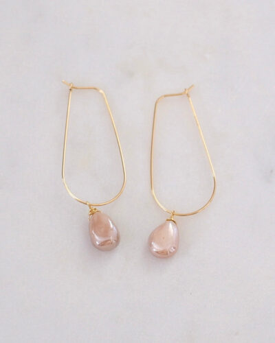 Chocolate Moonstone U Hoops - 14K Gold Filled