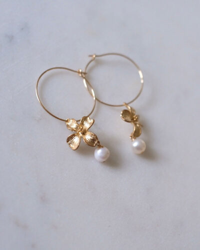 Hanabira Floral Hoop Earrings - 14K Gold Filled