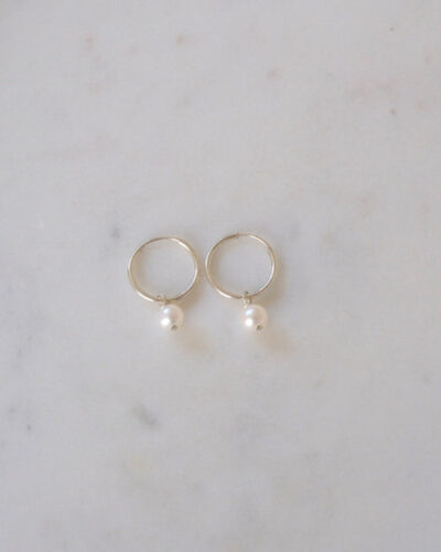 Pearl Infinity Hoops (14mm) - Sterling Silver
