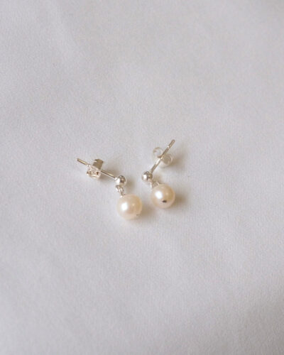 Simple Pearl Stud Earrings - Sterling Silver - Sterling Silver