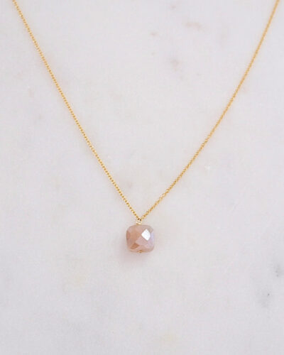 Chocolate Moonstone One Point Necklace - 14K Gold Filled