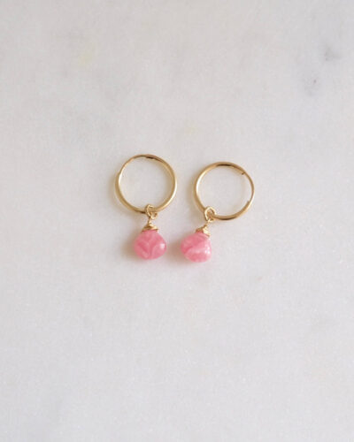 Rhodochrosite Infinity Hoops - 14K Gold Filled