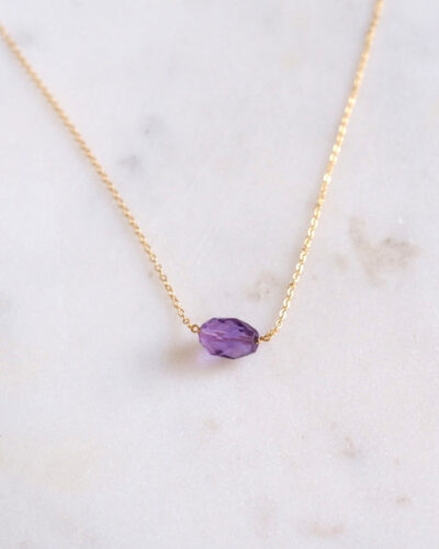 Amethyst One Point Necklace - 14K Gold Filled