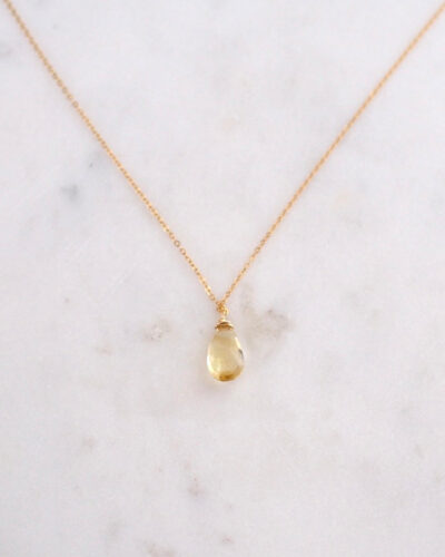 Citrine Drop Necklace - 18K Gold Filled