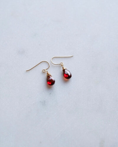 Garnet Drop Earrings - 14K Gold Filled