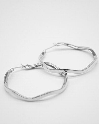 Ripple Hoop Earrings - Sterling Silver