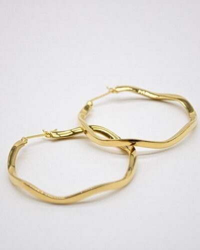 Ripple Hoop Earrings - Gold Plated