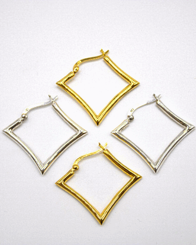 Square Hoop Earrings - Gold Plated