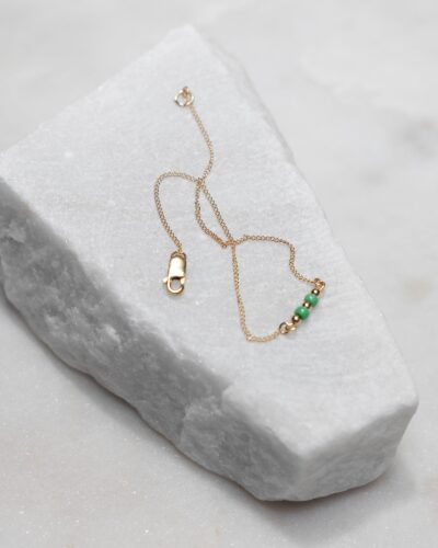 Green Seed Bead Bracelet - 14k Gold Filled (Medium)