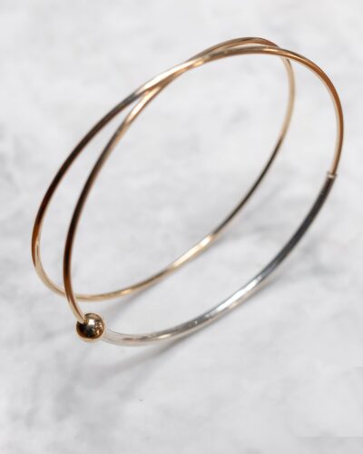 Gold Lunar Bangle - 14k Gold Filled (Medium) (Gold Bead)