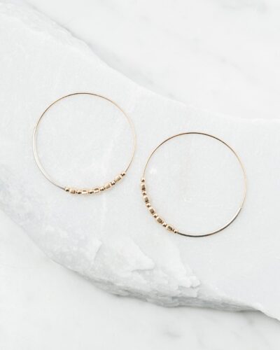 Faceted Cube Bead Hoops - 14k Gold Filled (4cm)