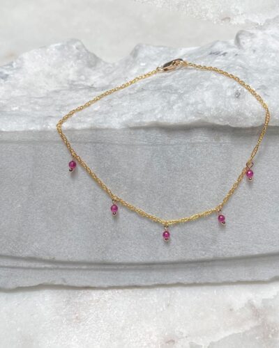 Ruby Charm Bracelet - 14k Gold Filled (Large)