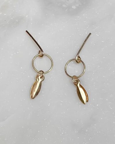 Marquise Charm and Circle Studs - 14k Gold Filled