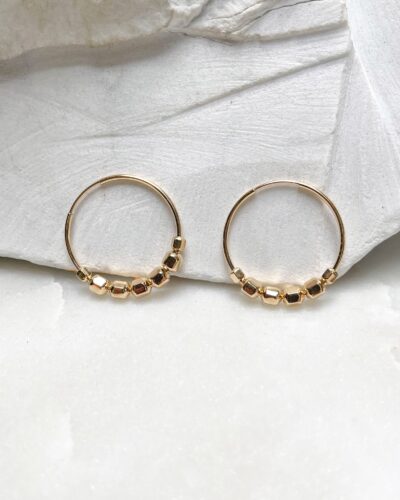Cube Bead Hoops - 14k Gold Filled (20mm)