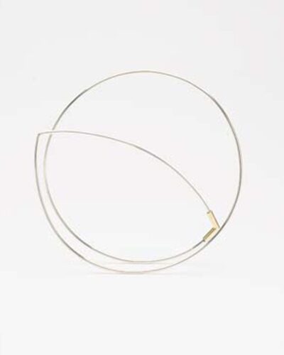 Eclipse Bangle - Sterling Silver (Large) (Silver with Gold Corner)