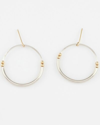 Beaded Circle Studs - 14k Gold Filled & Sterling Silver (Large)