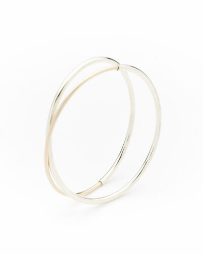 Silver Lunar Bangle - 14k Gold Filled & Sterling Silver (Medium) (Classic - No Bead)