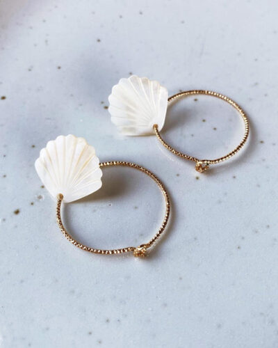 Lola Mother of Pearl Sparkle Hoop Earrings - 14K Gold Filled