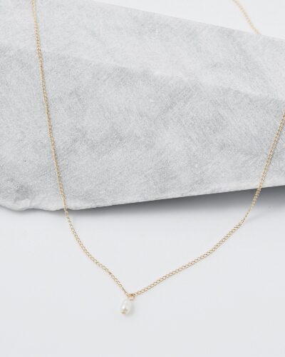 Rice Pearl Drop - 14k Gold Filled (40cm) (Flat Curb Chain)