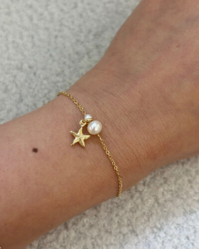 Starfish Pearl Bracelet (17.5cm / M) - 18K Gold Filled