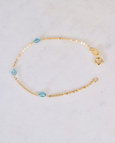 Blue Apatite Bracelet (16.5cm) - 18K Gold Filled