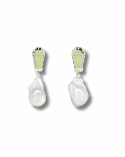 Baroque Peacock Earrings - Sterling Silver