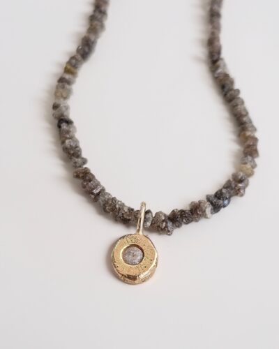 Rough Diamond Choker - 9K Yellow Gold, Bubble Charm