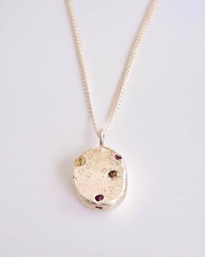 Portrait Pendant - Sterling Silver, Mixed Sapphire