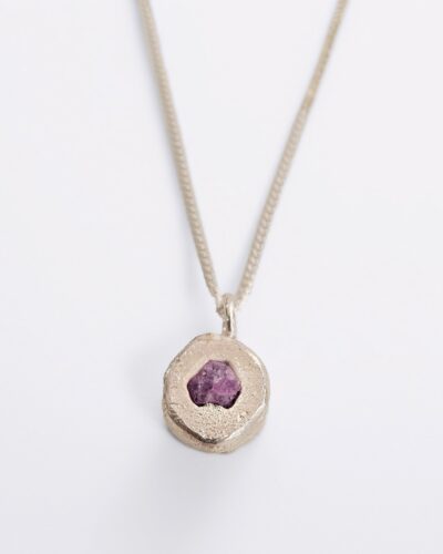 Rough Sapphire Bubble Necklace - Sterling Silver, Pink