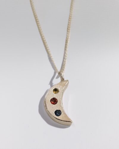 Crescent Moon Necklace - Sterling Silver, Yellow Sapphire