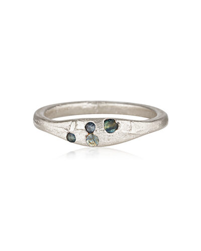 Aluna Ring - 9K White Gold, Teal Sapphire