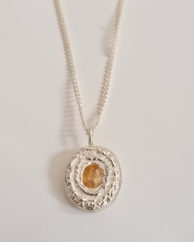 Portrait Pendant - Sterling Silver, Yellow Sapphire