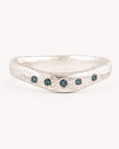 Tidal Ring - Sterling Silver, Teal Sapphire