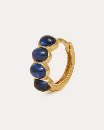 Cabochon Blue Sapphire Huggie Medium - 14CT Gold