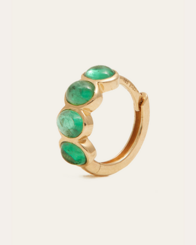 Cabochon Emerald Huggie Medium - 14CT Gold