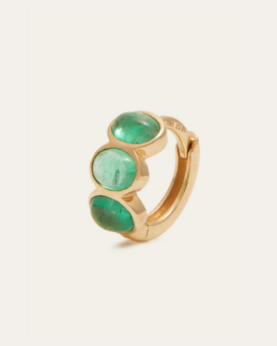 Cabochon Emerald Huggie Small - 14CT Gold